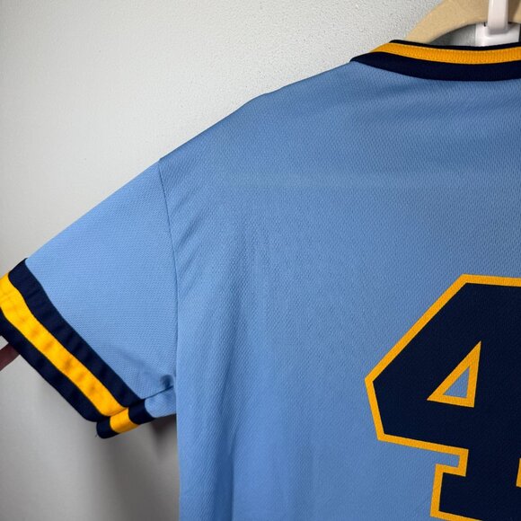 Milwaukee Brewers Paul Molitor #4 Replica 80s Blue V-Neck Jersey Adult XXL - Picture 4 of 9
